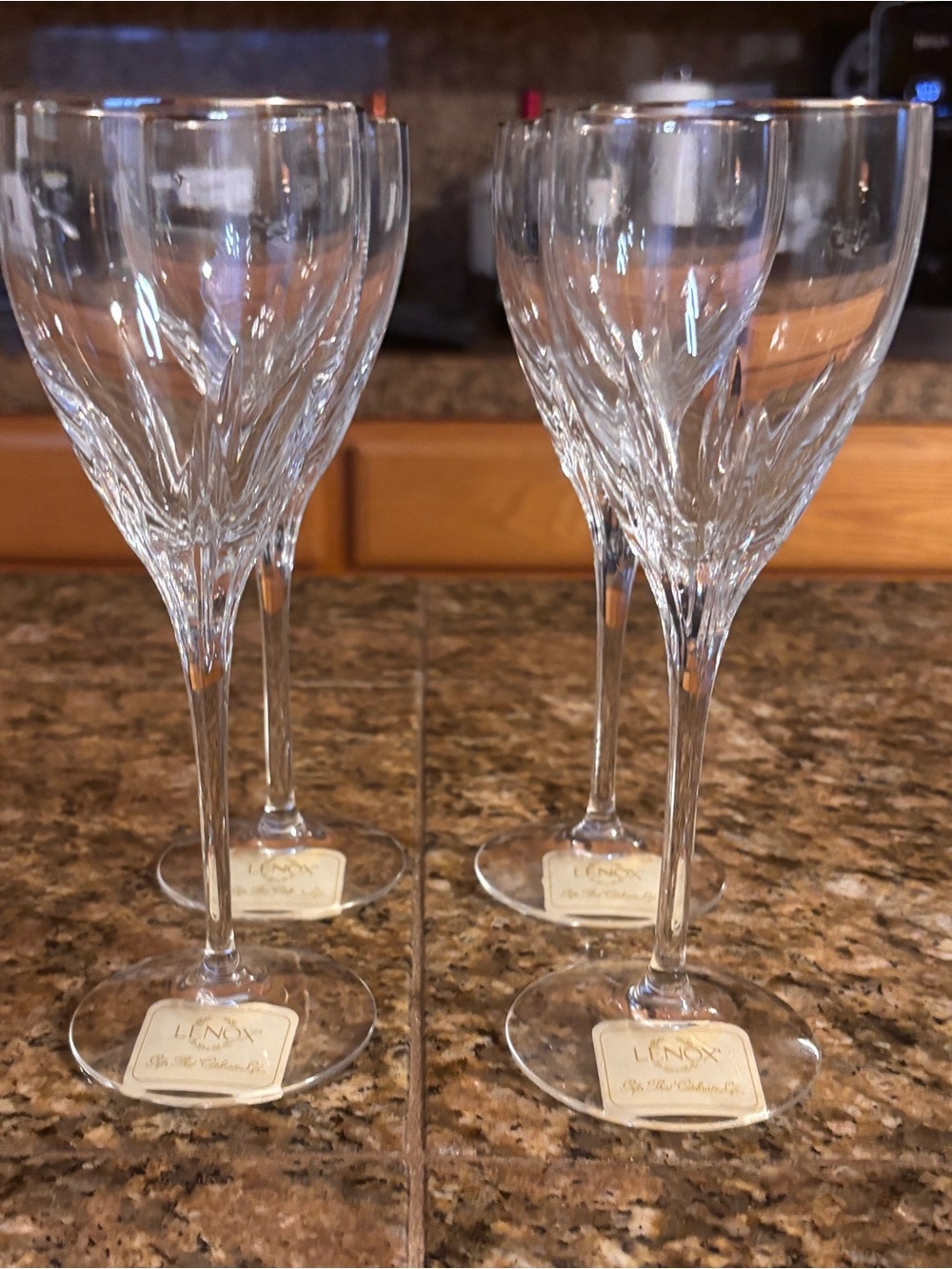 Lenox Crystal Wine Glasses in Clear With Platinum Rim- Set of 4